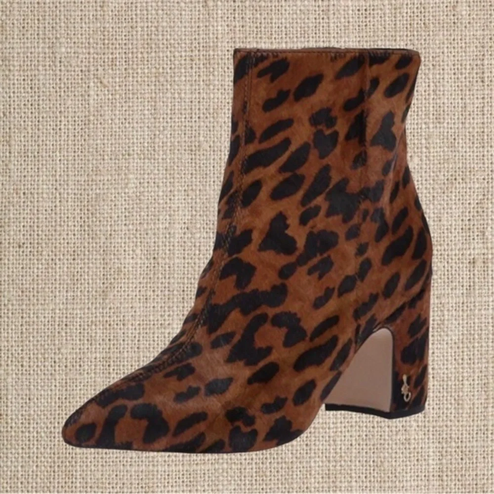 Sam Edelman Brown Leopard Ankle Booties
